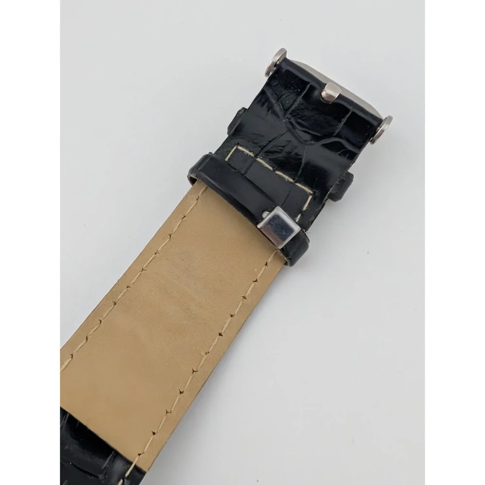 Vivani Watch Women 23mm Silver Tone‎ Case Black Band- New Battery